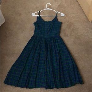 RARE vintage blue and green plaid dress